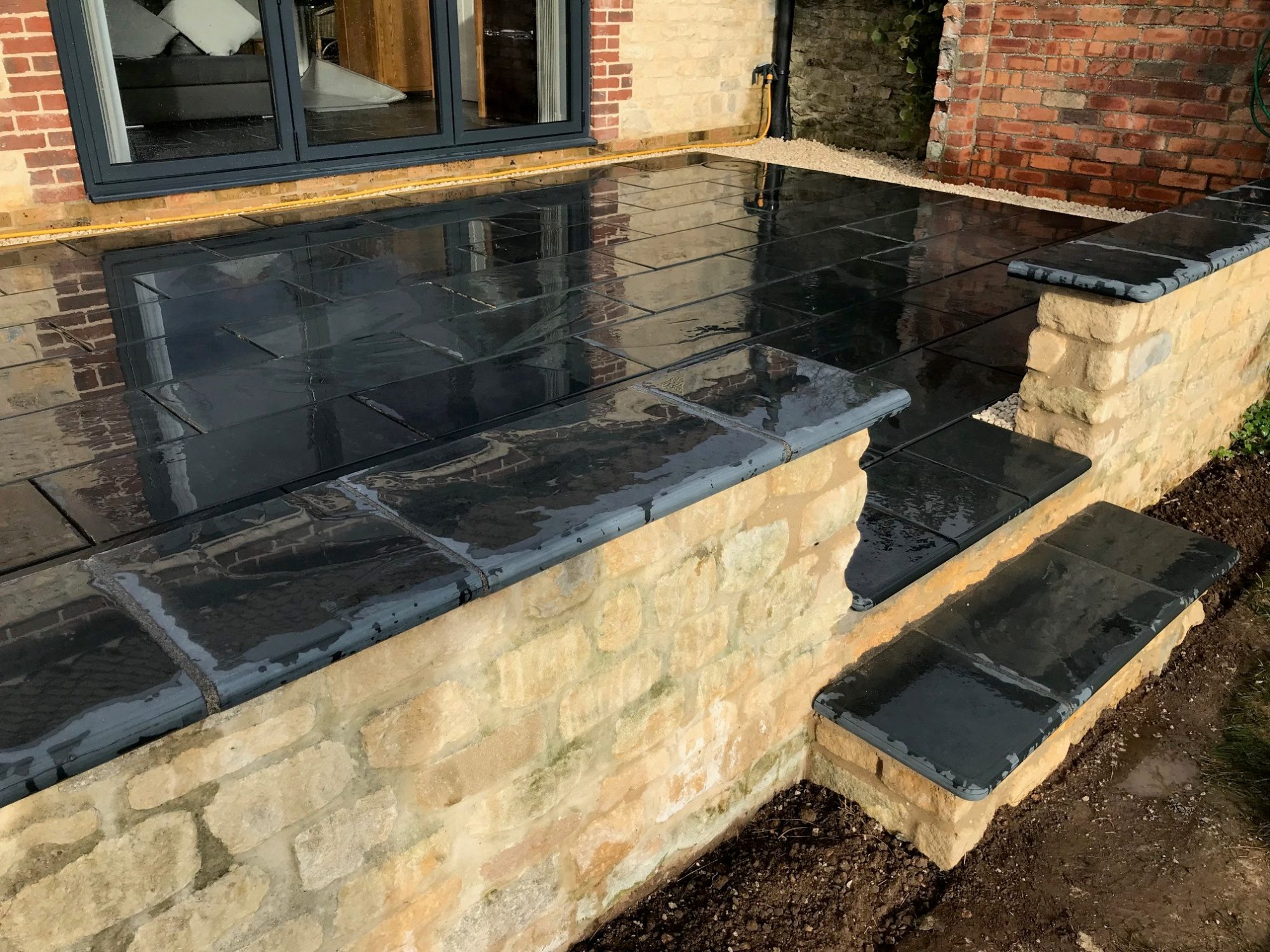 Black slate paving